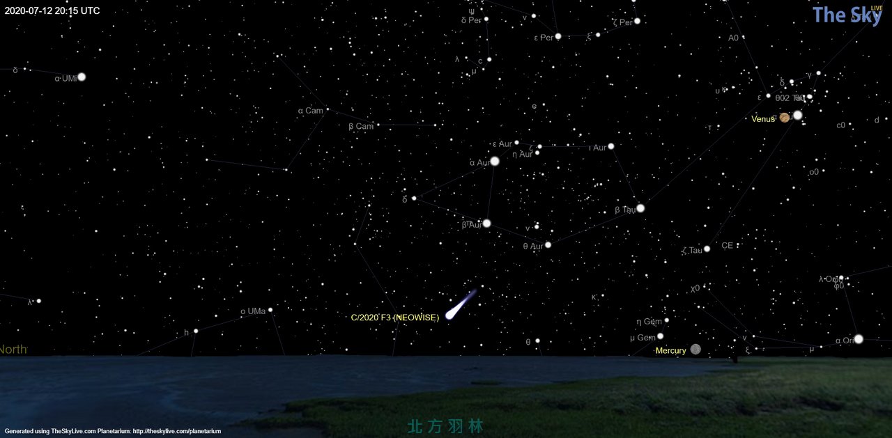 C/2020 F3 (NEOWISE)2020/07/13 上午04：15位置