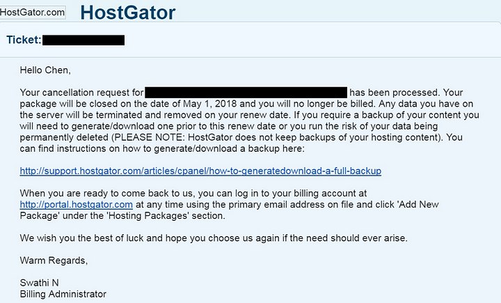 如何從Hostgator取消帳號